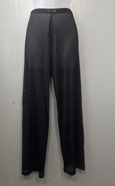 Drawstring Mesh Pants Size Small Black Sheer Slinky Athleisure Edgy Gothic Punk